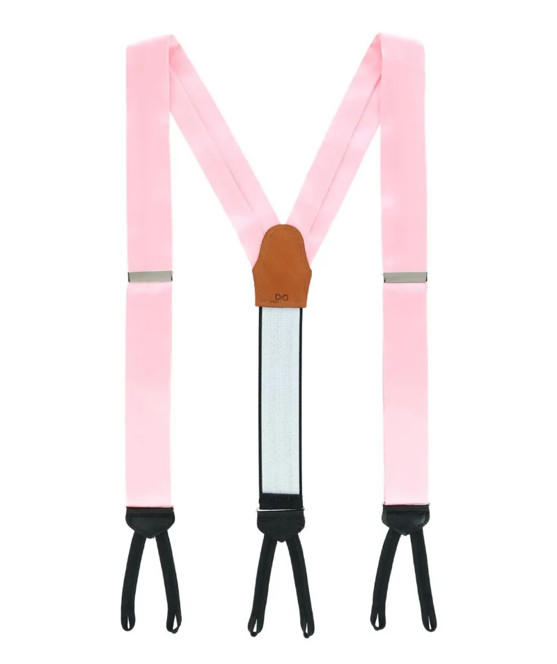 Trafalgar Men's Sutton Solid Color Silk Formal Suspenders | Y-Back, Adjustable Braces - Pink