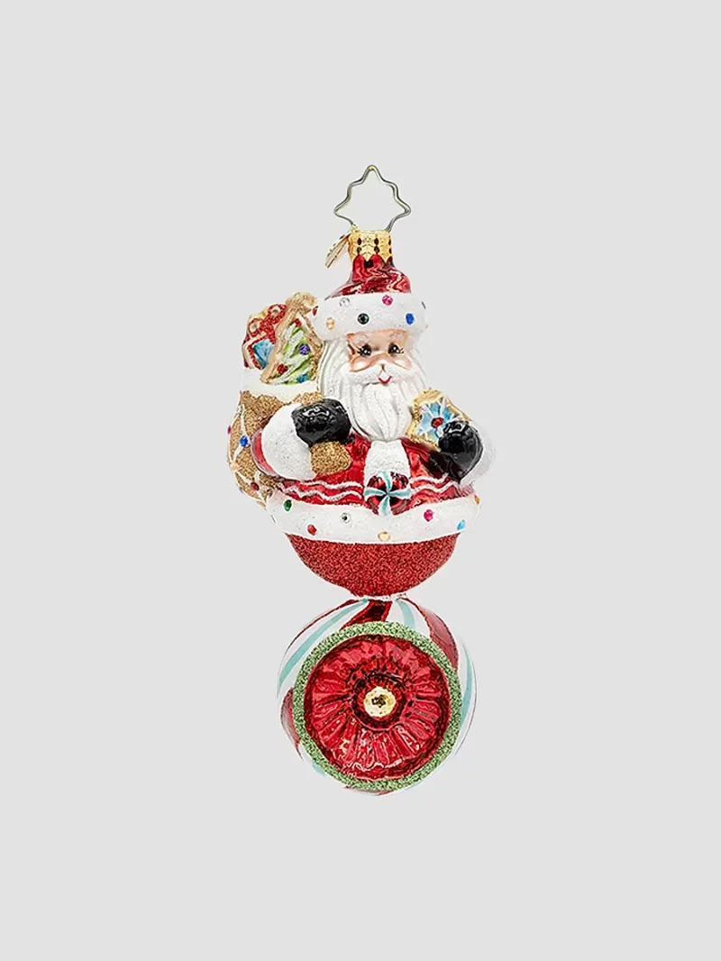 Christopher Radko Sweet Claus Reflector Glass Santa Ornament