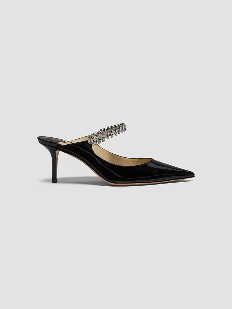Jimmy Choo Women's Bing 65MM Embellished Patent Leather Mules - Black - Size 9.5