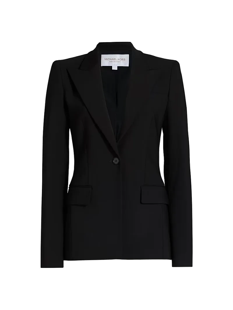 Michael Kors Collection Women's Georgina Pebble Crepe Blazer - Black - Size 0