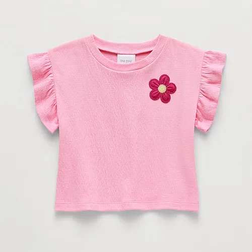 Okie Dokie Baby Girls Round Neck Short Sleeve Regular Fit Graphic T-Shirt, Newborn, Pink