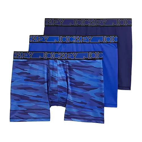 Jockey Active Microfiber Mens 3 Pack Boxer Briefs 9142, Xx-large, Blue