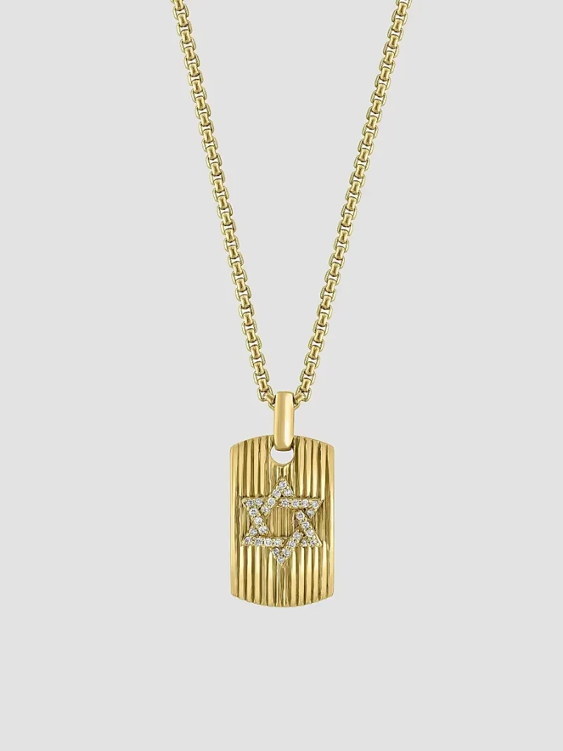 Saks Fifth Avenue Collection Men's COLLECTION 14K Yellow Gold & 0.15 TCW Diamond Pendant Necklace - Gold