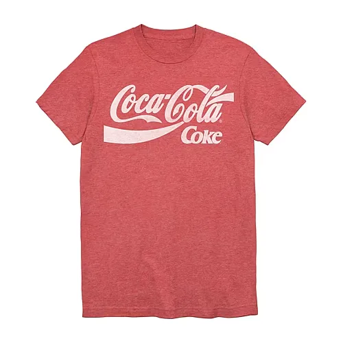 Classic Coca Cola Mens Crew Neck Short Sleeve Regular Fit Graphic T-Shirt, Large, Red