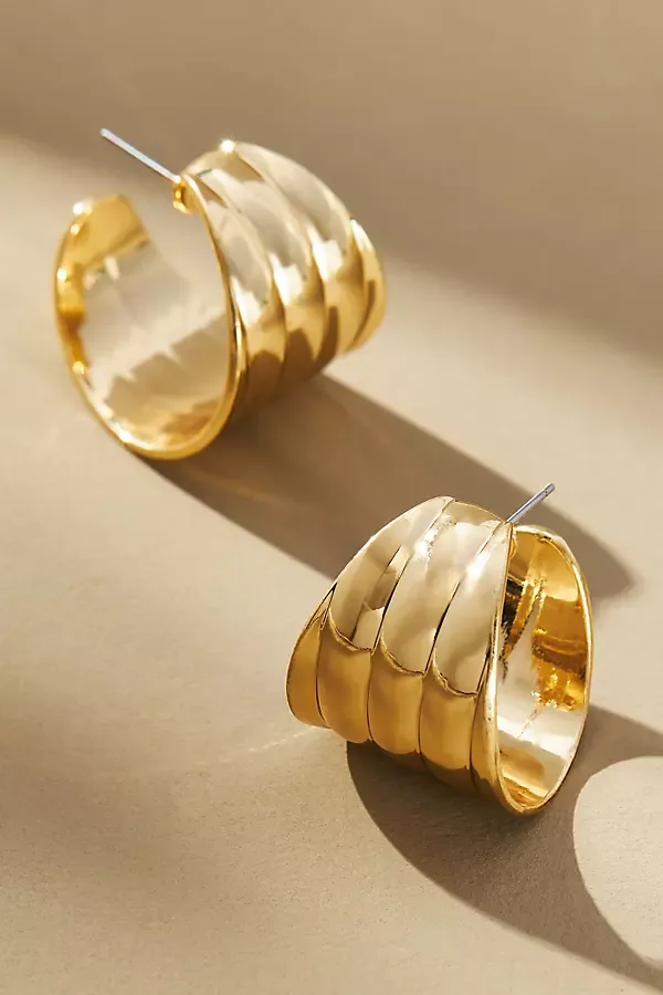 By Anthropologie Lined Metal Hoop Earrings