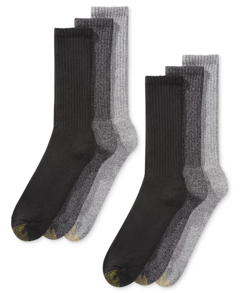 Gold Toe Men's 6-Pack Casual Harrington Socks - Gray