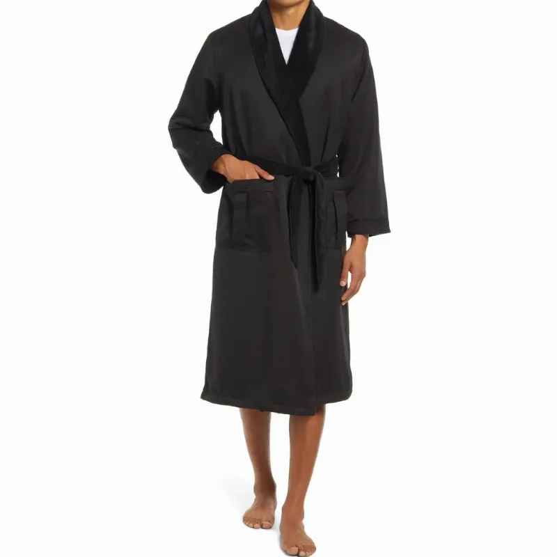 Majestic International Fleece Lined Robe in Black at Nordstrom
