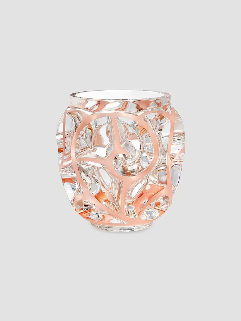 Lalique 100 Years Tourbillons Small Crystal Vase - Coral Patina