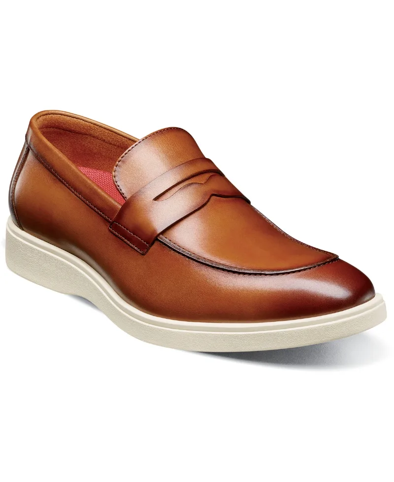 Stacy Adams Men's Spencer Moc Toe Penny Slip On Shoes - Tan