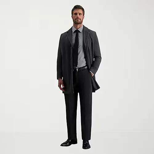 Haggar Premium Comfort Mens Classic Fit Dress Flat Front Pant, 34 30, Black
