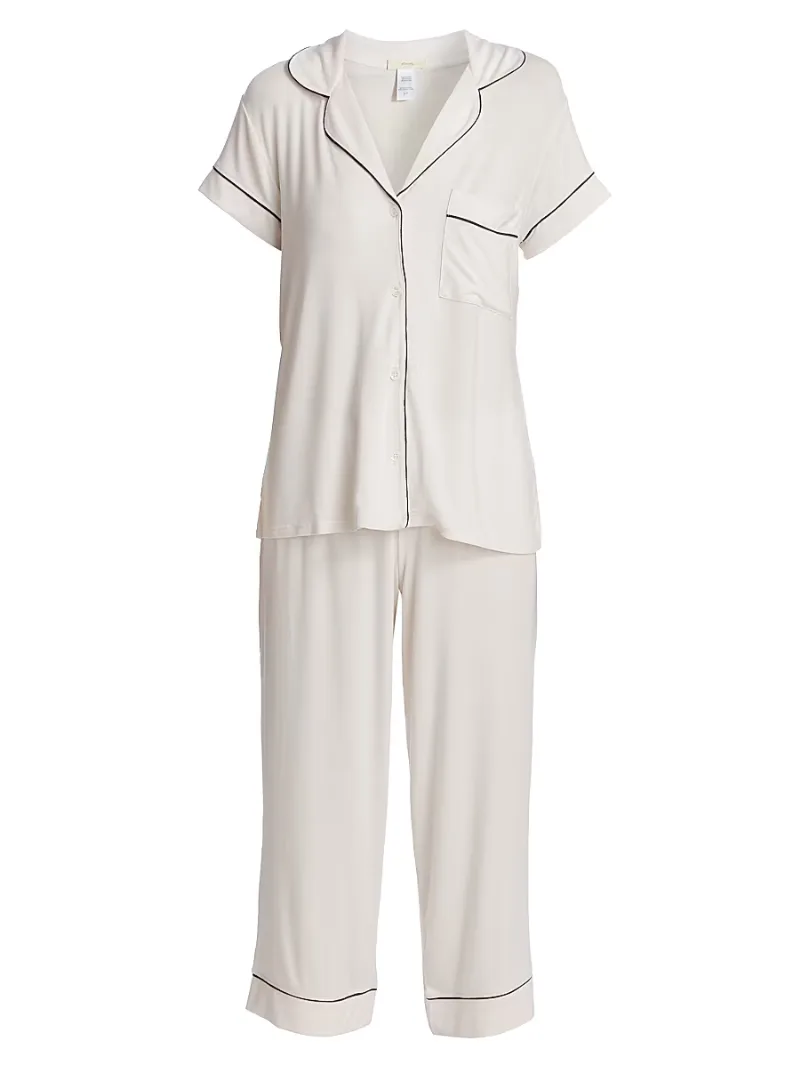 Eberjey Women's Gisele Cropped Pajama Set - Sorbet Black - Size Small