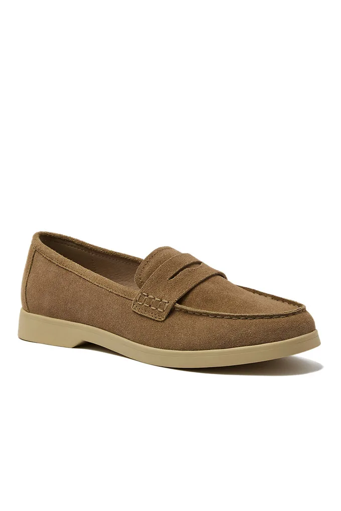 Men's Suede Penny Loafers - Lands' End - Brown - 11H