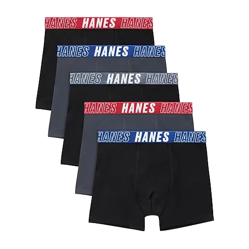 Hanes Moves Little & Big Kid Boys 5 Pack Boxer Briefs Bux92b, Small, Multiple Colors