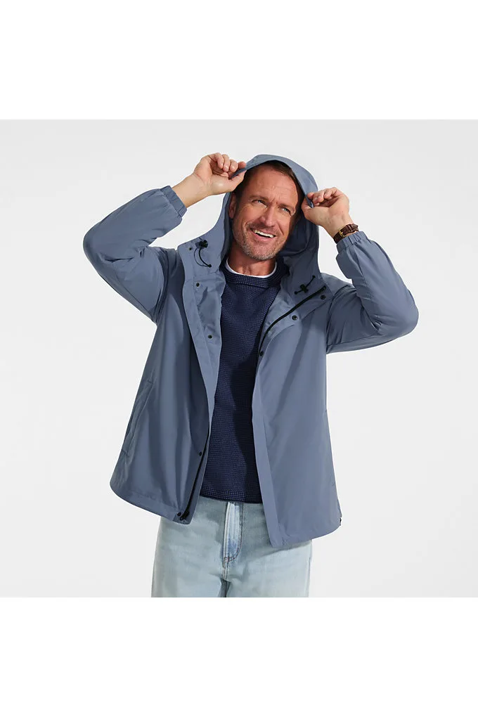 Men's Squall Waterproof Packable Rain Jacket - Lands' End - Blue - L