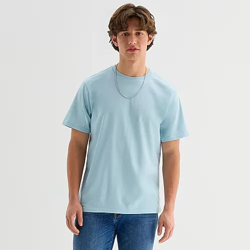 Arizona Mens Crew Neck Short Sleeve T-Shirt, Large, Blue