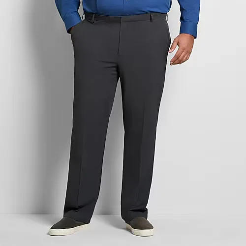 Van Heusen Everyday Defense Stain Shield Mens Straight Fit Big and Tall Dress Flat Front Pant, 46 32, Gray