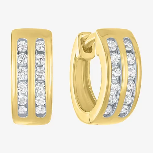 Yes, Please! Womens 1/4 CT. T.W. Lab Grown White Diamond Sterling Silver 11mm Hoop Earrings, One Size, Yellow