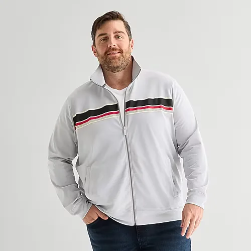 Shaquille O'Neal XLG Tricot Mens Big and Tall Lightweight Track Jacket, 3x-large Tall, Gray
