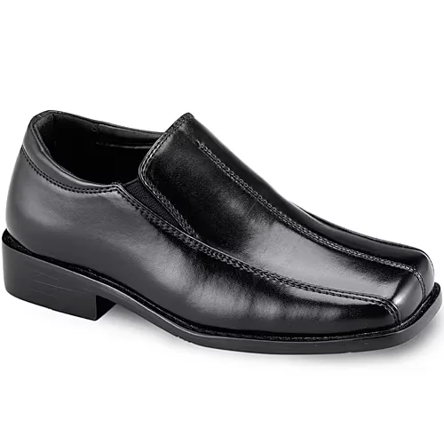 Stacy Adams Nate Boys Square Closed Toe Slip-On Shoe, 13 Medium, Black