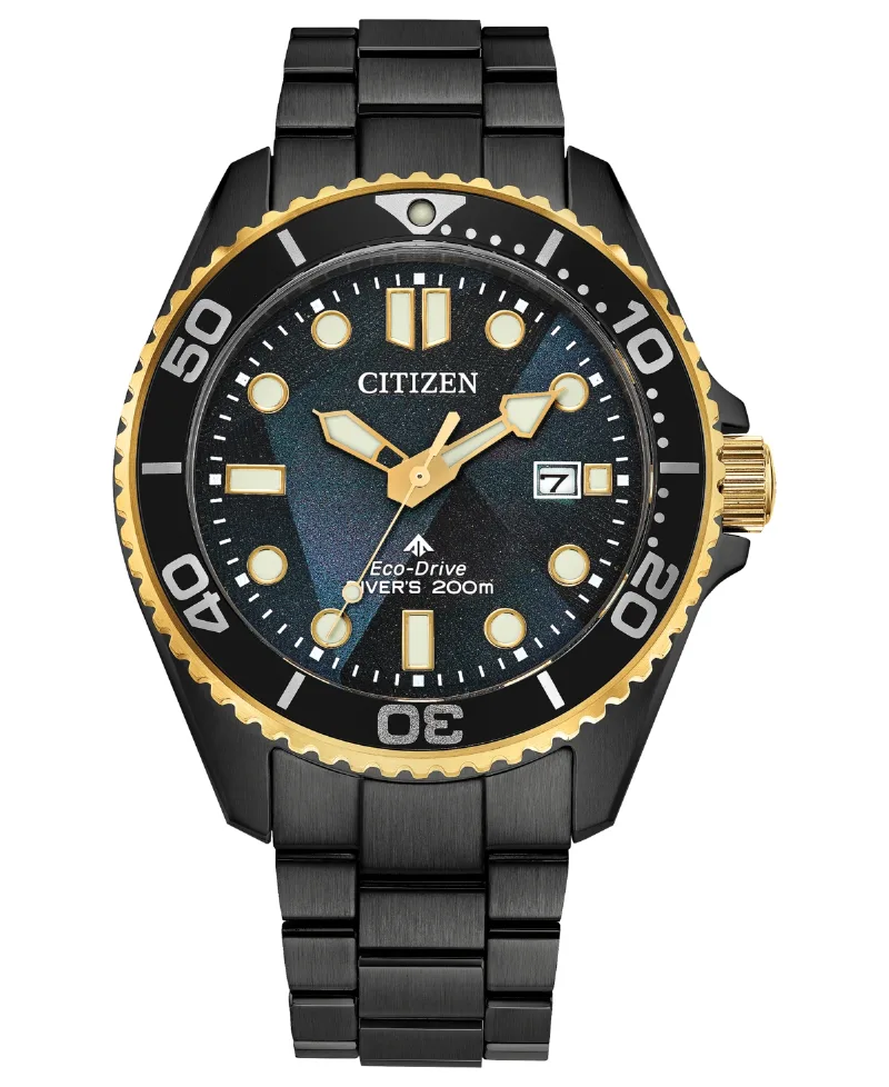 Citizen Men's Special Edition Promaster Dive "Light in Black" 3 Gray Stainless Steel Bracelet Watch, 40.6mm - Gray