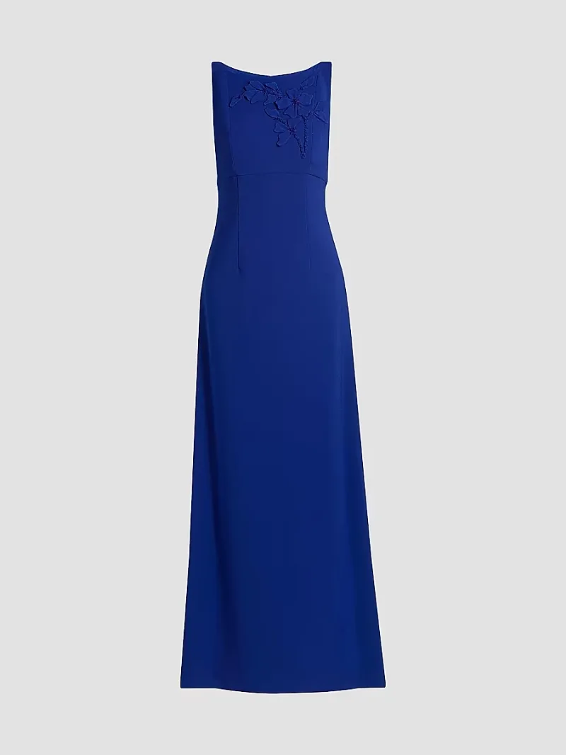 SACHIN BABI Women's Tracey Embellished Crepe Sleeveless Gown - Royal - Size 0
