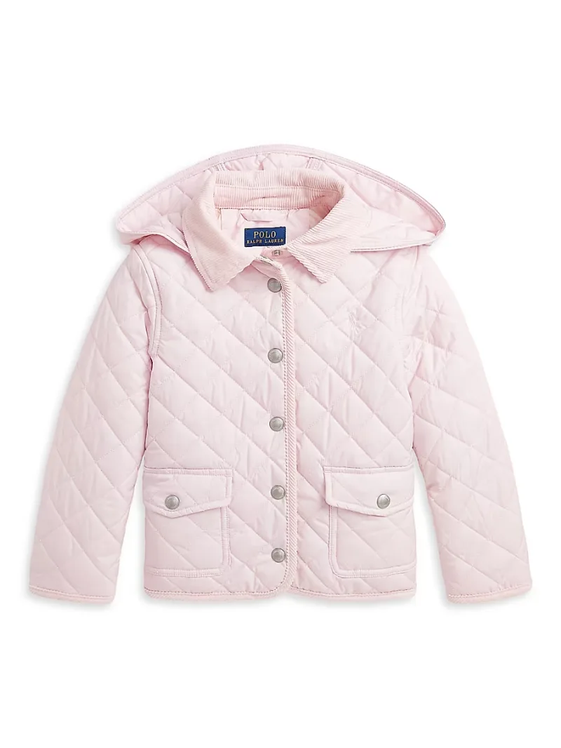 Polo Ralph Lauren Girl's Little Girl's & Girl's Quilted Hooded Jacket - Hint Of Pink - Size 4