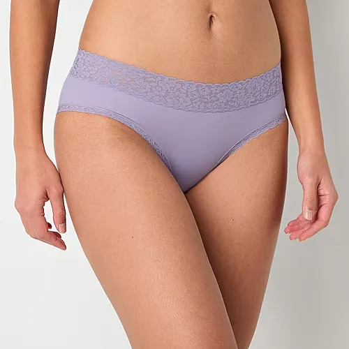 Ambrielle Everyday Hipster with Lace Trim Panty, Small, Purple