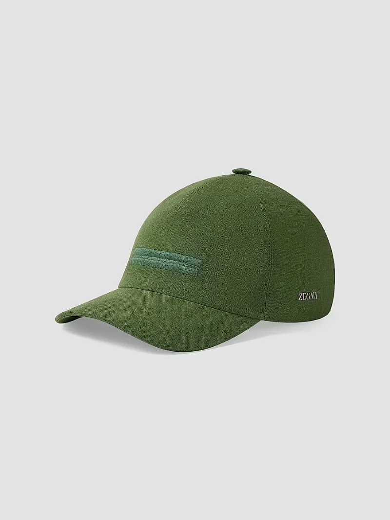 ZEGNA Men's Oasi Lino Baseball Cap - Pine Green - Size Small
