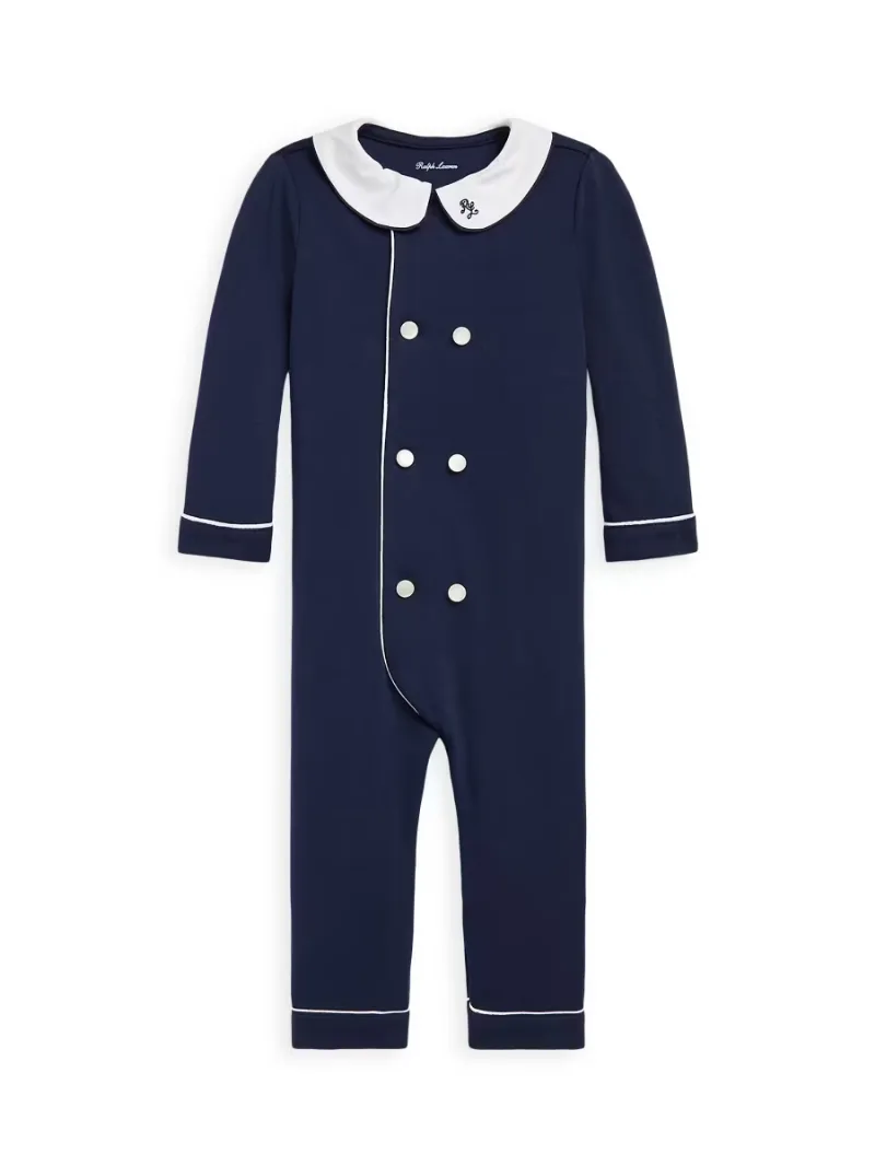 Polo Ralph Lauren Boy's Baby Boy's Organic Cotton Double-Breasted Coverall - French Navy - Size 6 Months