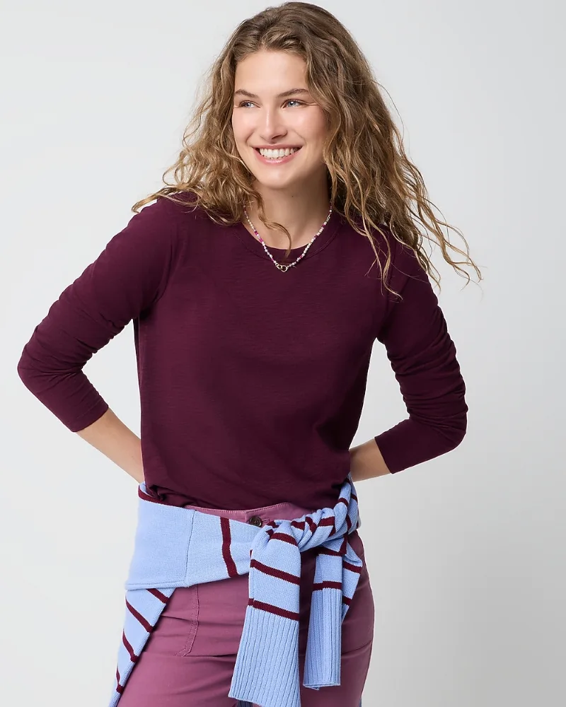 Long-sleeve 100% cotton girlfriend tee