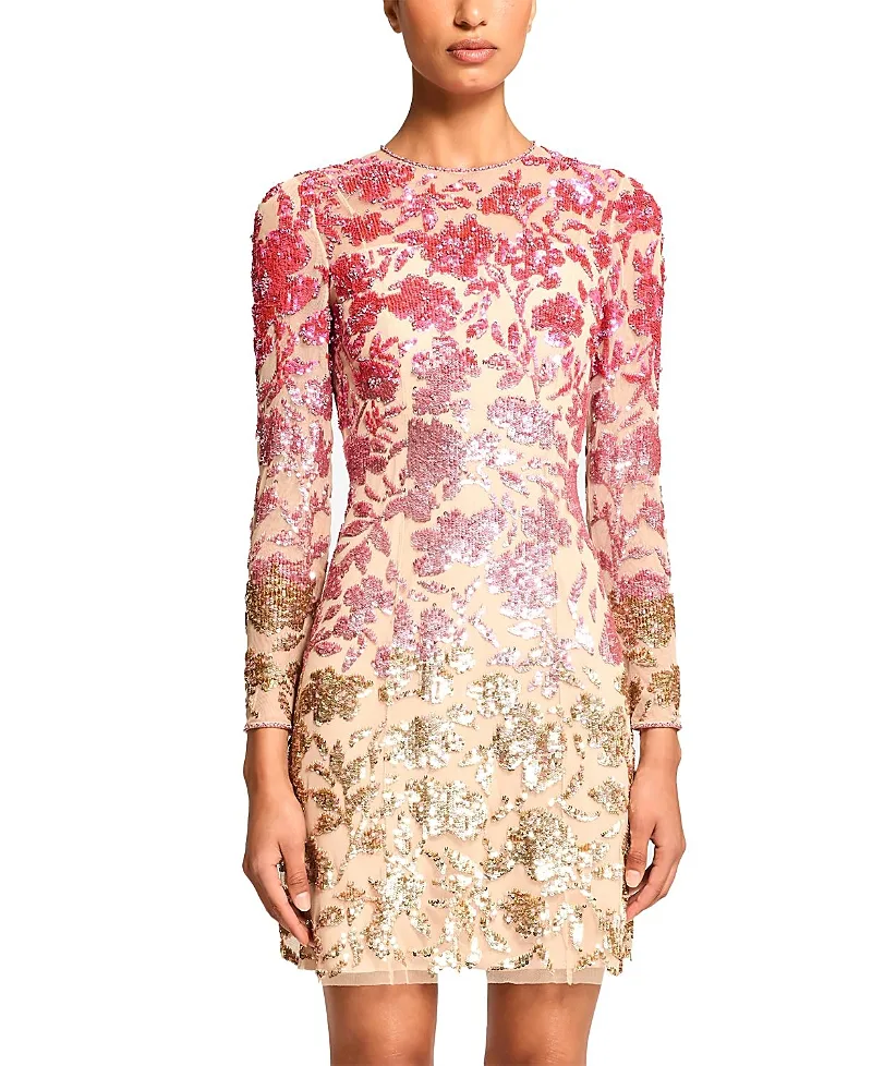 Jenny Packham Jazz Sequin-Embellished Floral-Pattern Mini Dress