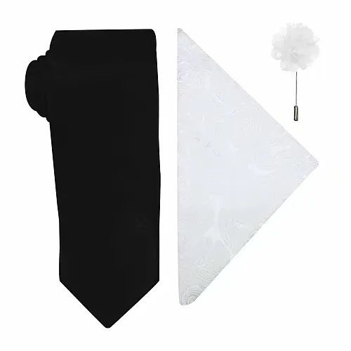 J. Ferrar Solid Tie Set, One Size, Black