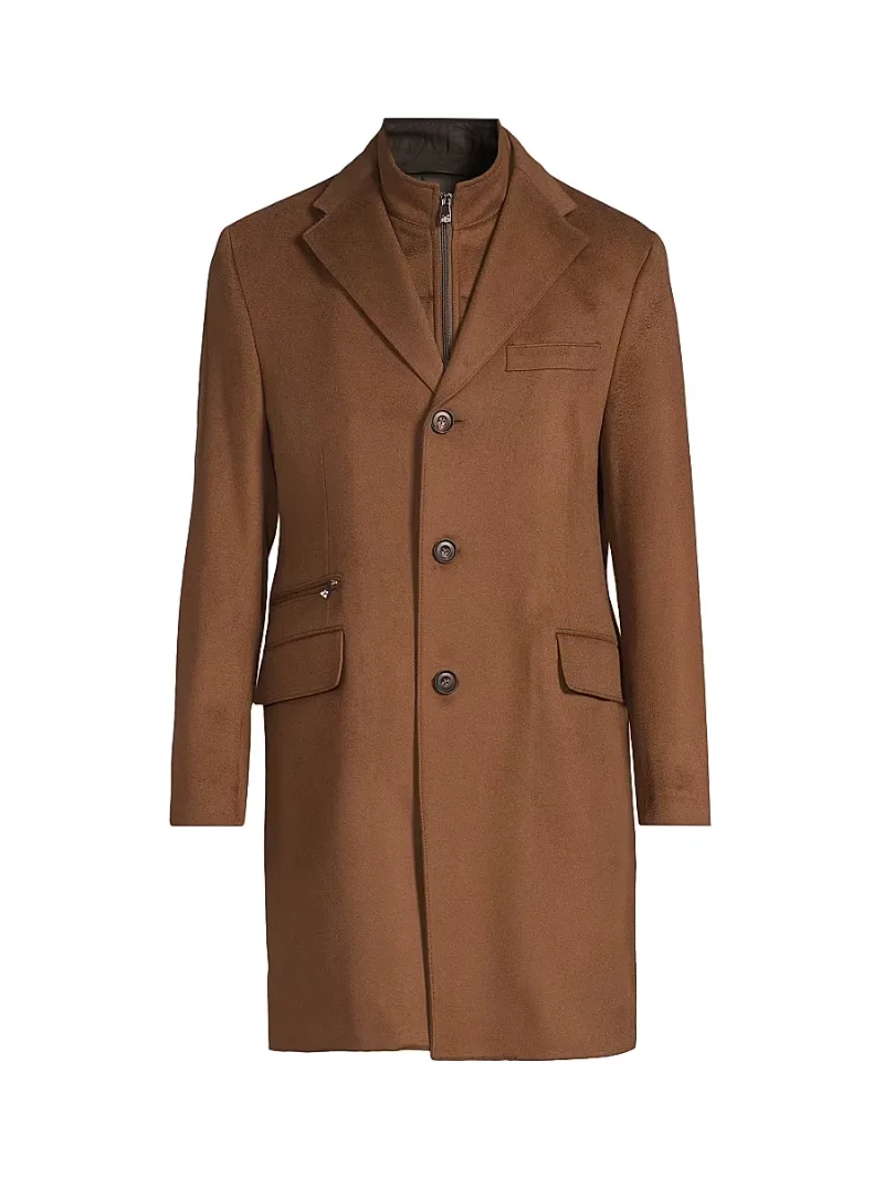 Corneliani Men's Wool Single-Breasted Topcoat - Beige - Size 46