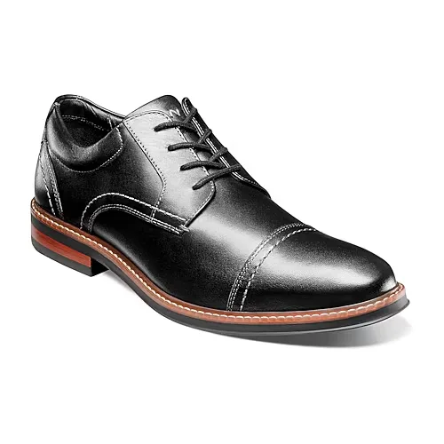 Nunn Bush Calderone Cap Mens Cap Closed Toe Oxford Shoes, 8 Medium, Black