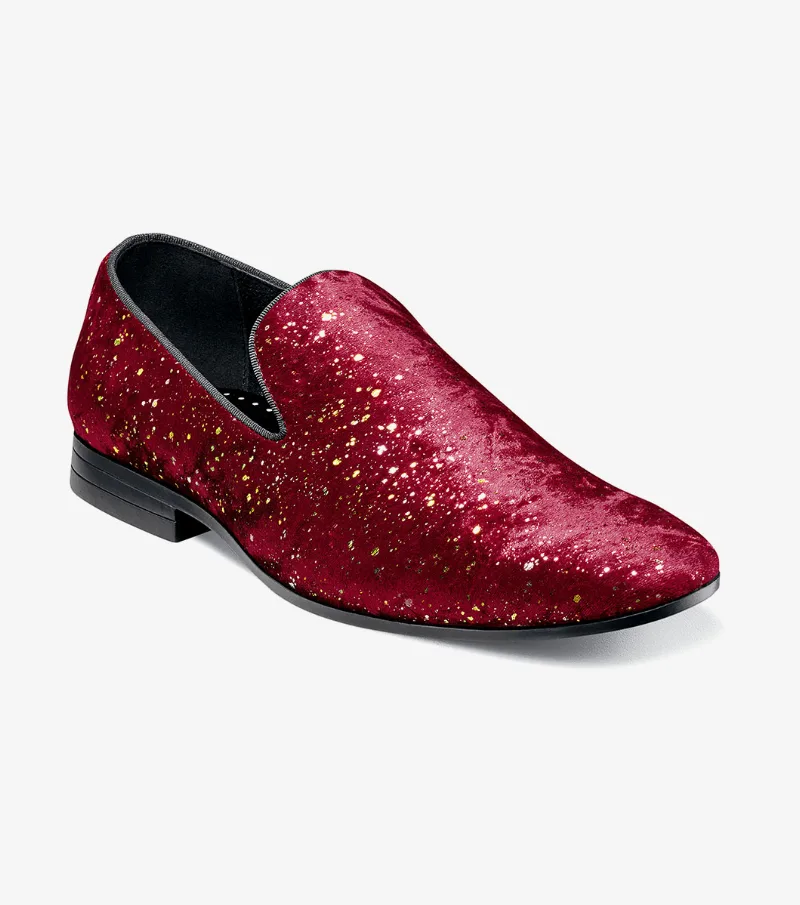 Stacy Adams Shoes Stellar Plain Toe Glitter Slip On Burgundy Size 13