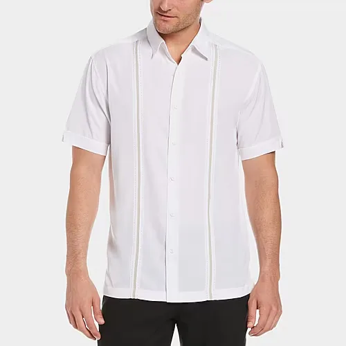 Cubavera Pick Stitch Mens Short Sleeve Regular Fit Button-Down Shirt, Small, White