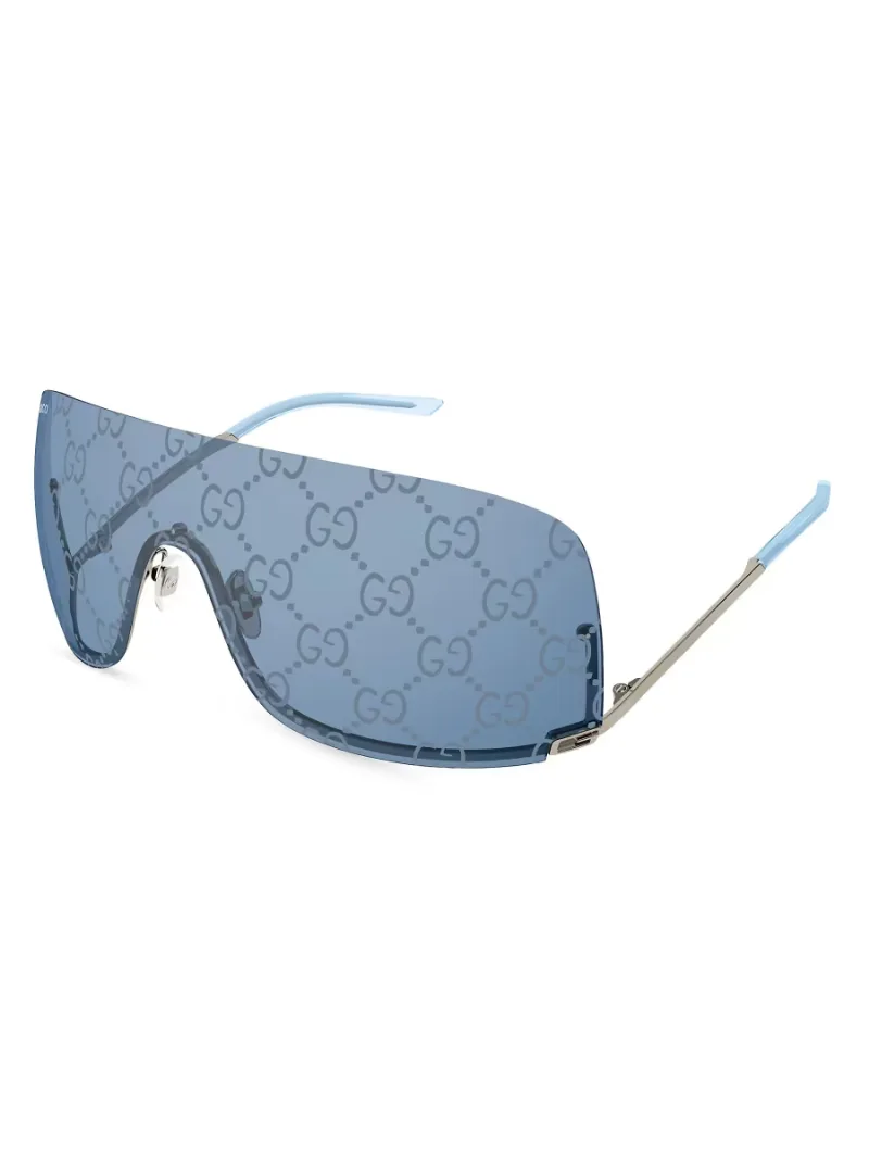 Gucci Men's Tom 99MM Shield Sunglasses - Grey Blue Pattern