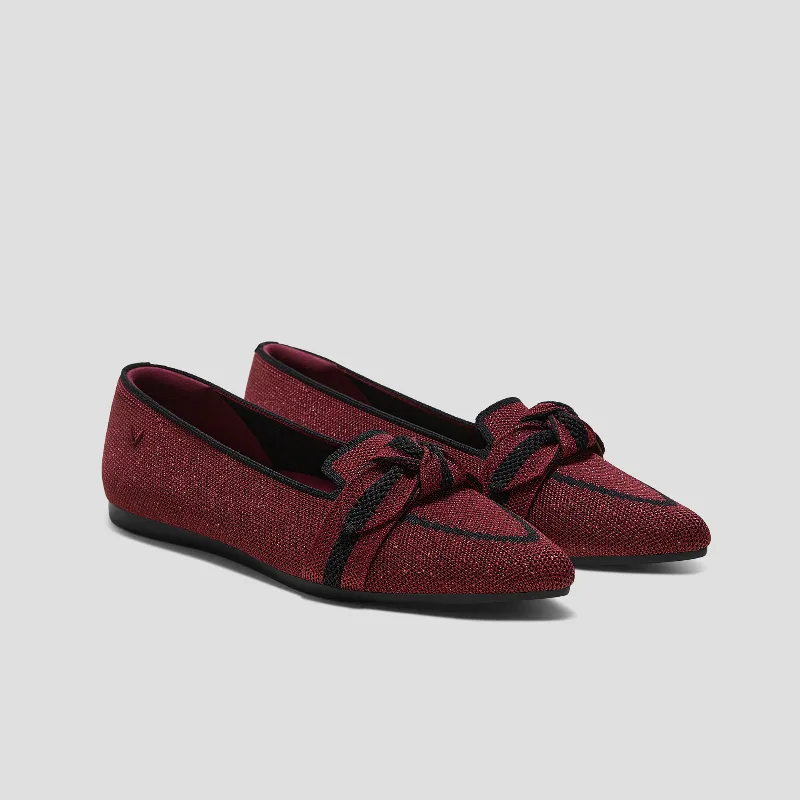 VIVAIA Pointed-Toe Bow Loafers (Michelle 2.0)|BURGUNDY METALLIC BLACK|US 6.5