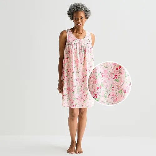 Adonna Womens Poplin Sleeveless Scoop Neck Nightgown, Xx-large, Pink