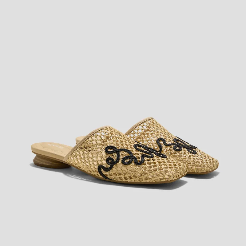 VIVAIA Square-Toe Mesh Sandals (Maura)|NATURAL - BLACK|US 8
