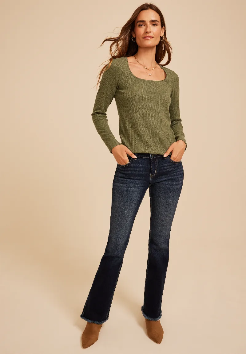 Maurices Women's Pointelle Square Neck Long Sleeve Tee
