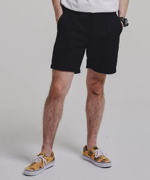 STAGE NAME - Pleated Banding Shorts_Black