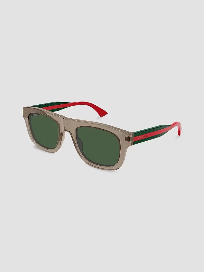 Gucci Men's New Pop Web 52MM Square Sunglasses - Brown Green
