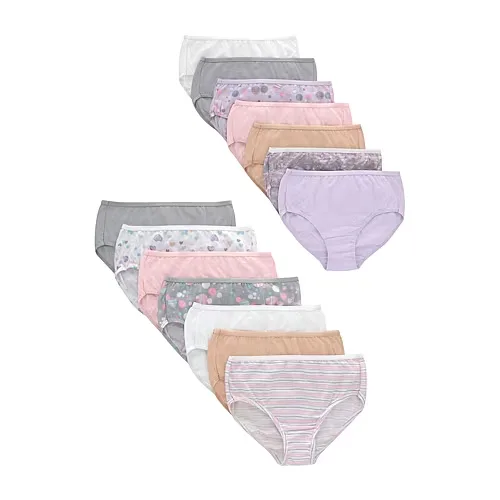 Hanes Bonus Pack Little & Big Kid Girls 12+2 Pack Briefs Gubb4b, 10, White