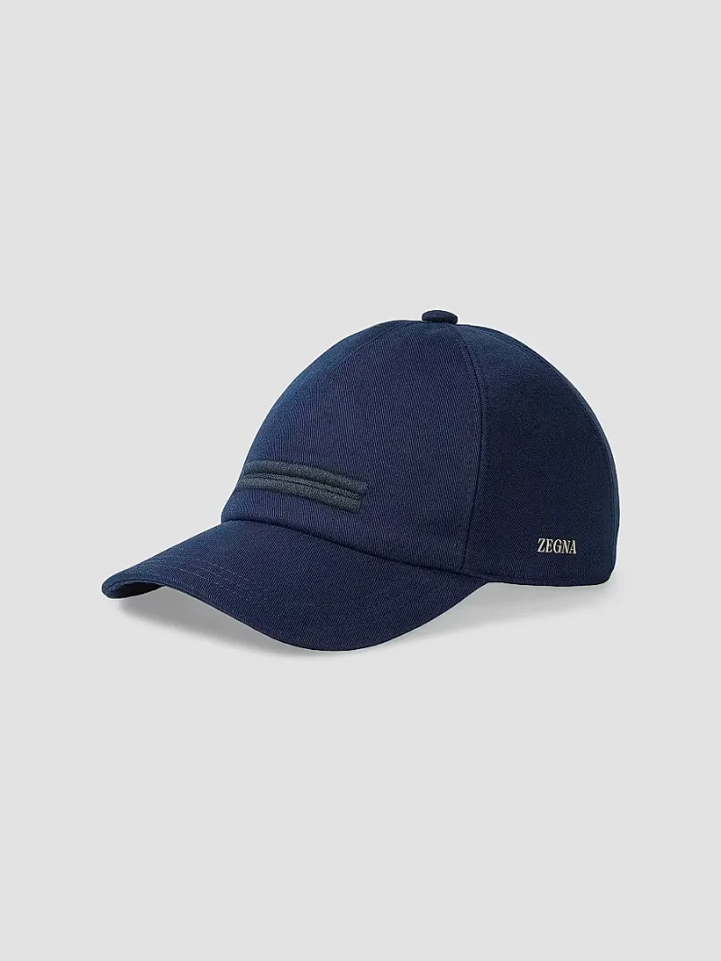 ZEGNA Men's Cotton Baseball Cap - Dark Indigo Blue - Size XL