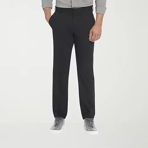 Van Heusen Ultra Flex Mens Classic Fit Dress Flat Front Pant, 36 29, Black