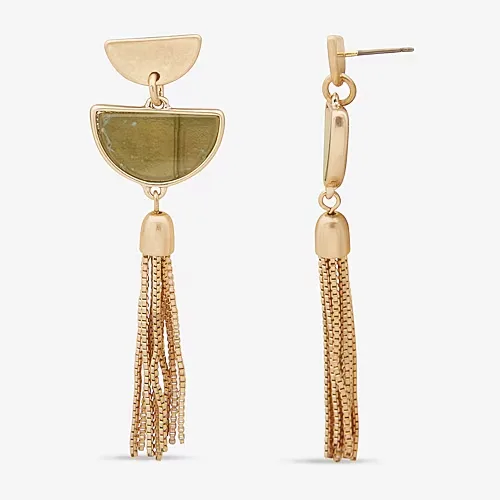 A.N.A Womens Drop Earrings, One Size, Green