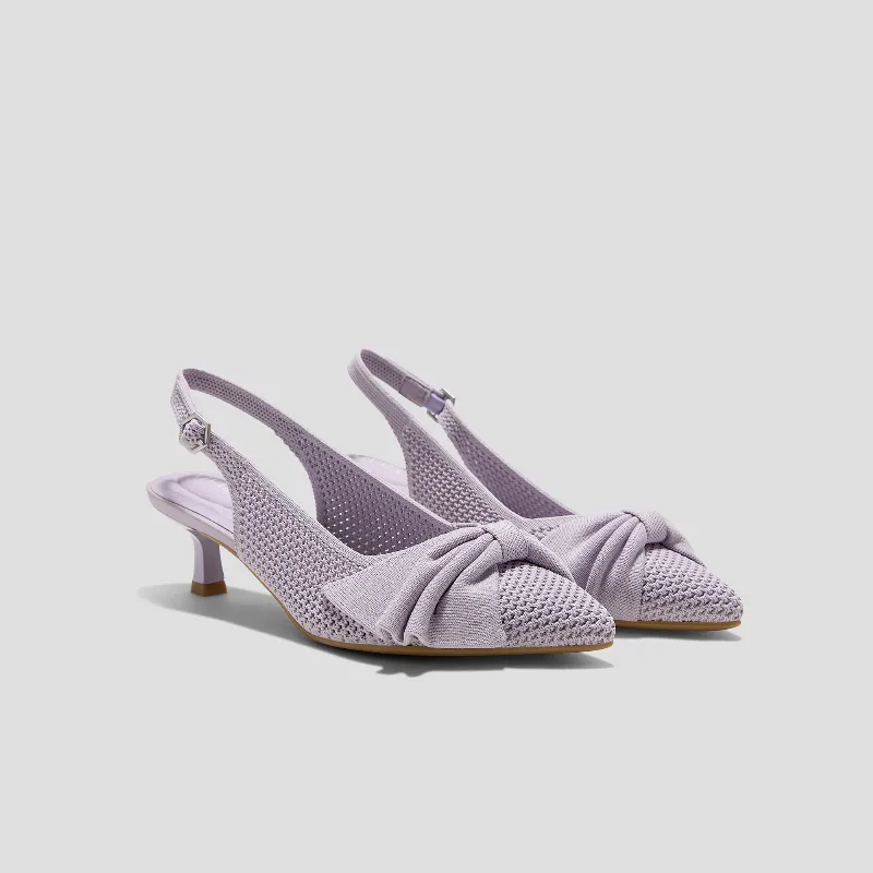 VIVAIA PointEase™ Bow Slingback Heels (Sanna)|LIGHT VIOLET FISHNET|US 5.5