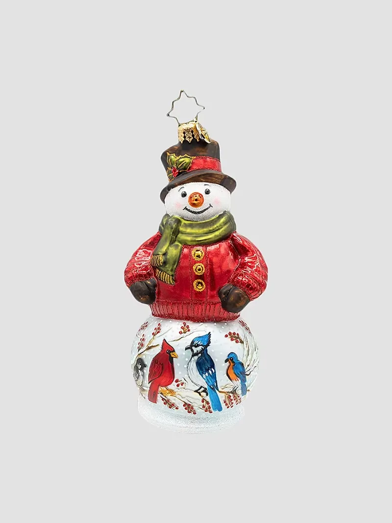 Christopher Radko The Chirp Before Christmas Glass Snowman Ornament