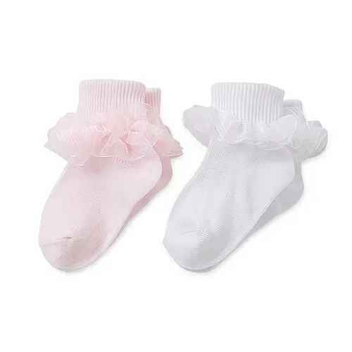 Piper & Jax Tutu Baby Girls 2 Pair Crew Socks, 12-24 Months, Pink